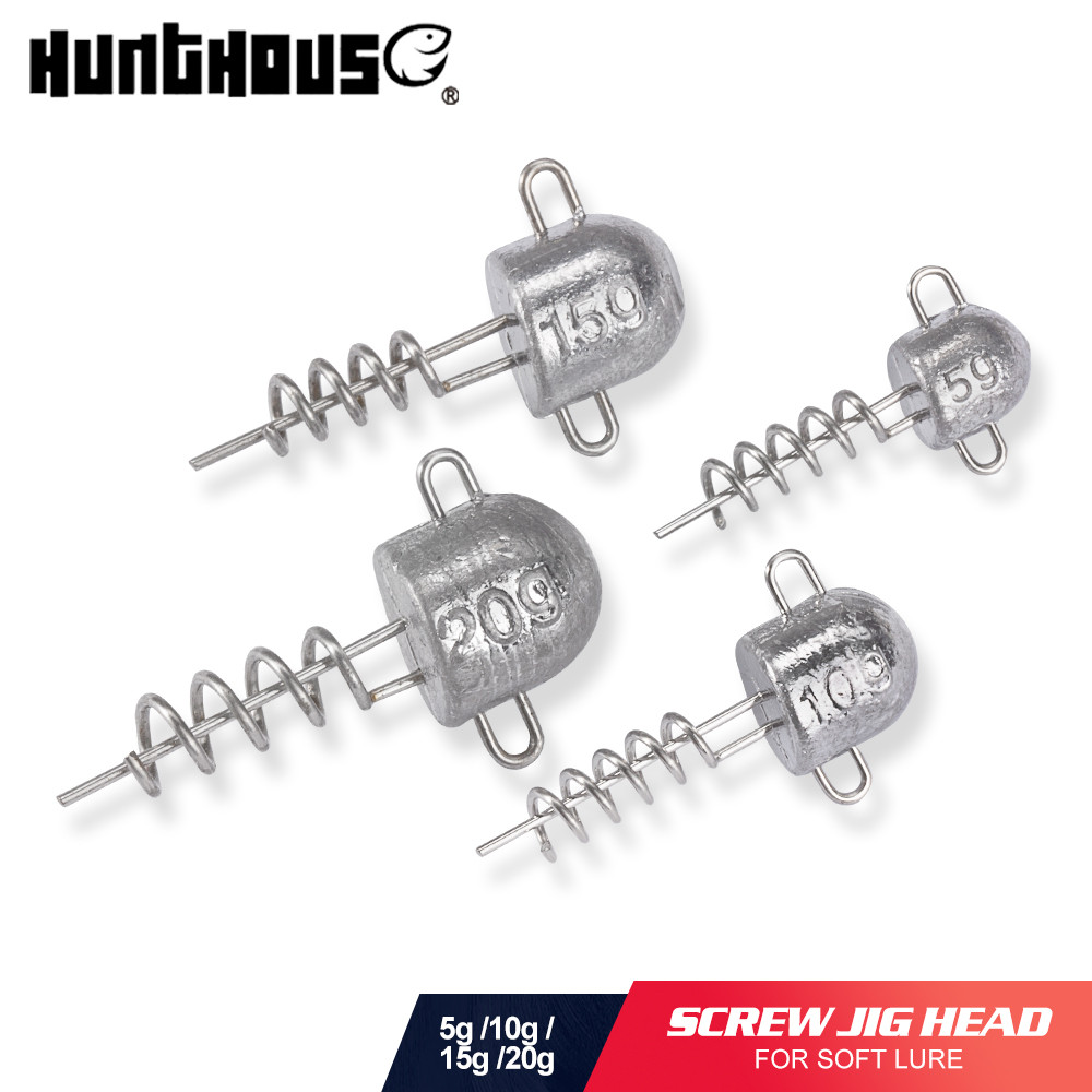 Hunthouse 5g 10g 15g 20g ตกปลา Meatl Jigging หัวสกรู Jig Head น้ําหนักสําหรับหนอนนุ่มเครื่องมือตกปลาอุปกรณ์ตกปลา