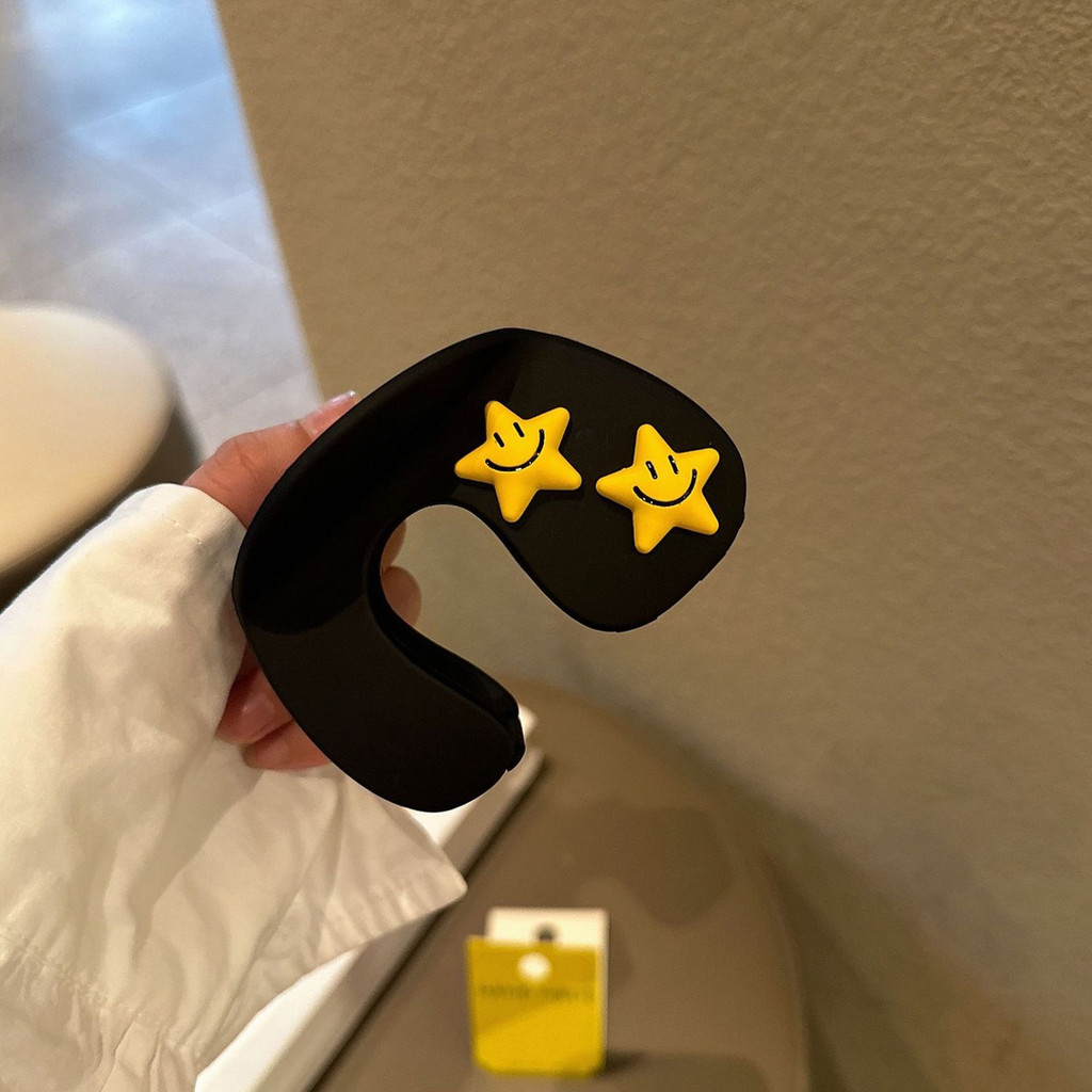 2024 Frosted Smiley Star u-Shaped คลิปขนาดใหญ่ All-Match Shark Clip เครื่องประดับผม