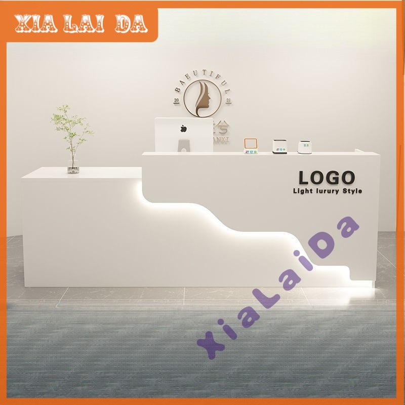 เคาน์เตอร์ เคาน์เตอร์บาร์ เคาน์เตอร์สีขาว ร้านเสริมสวยเคาน์เตอร์ +LED