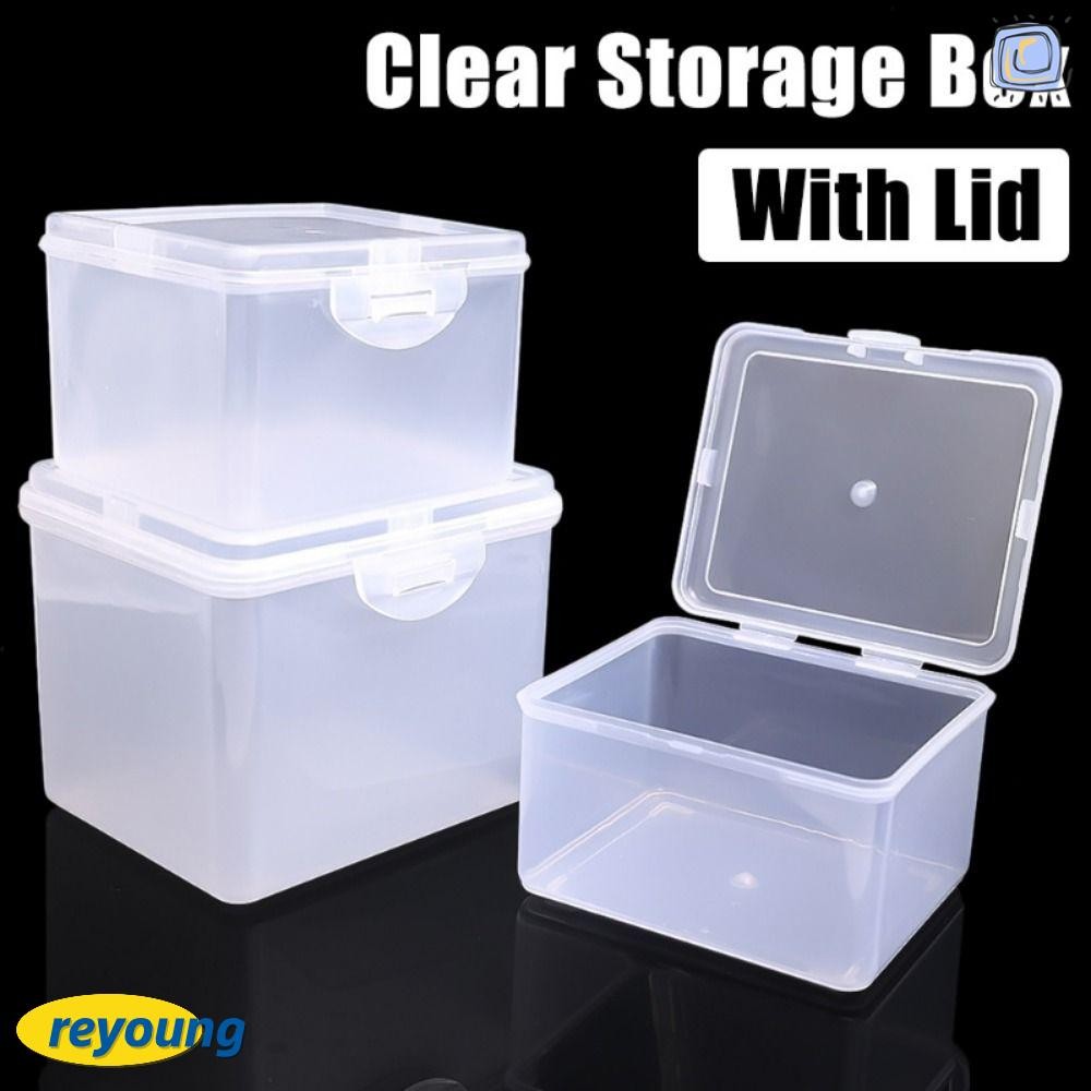 Reyoung 1 ชิ้น Storage , กล่องเก็บของอเนกประสงค์พลาสติก, ขนาดเล็กพร้อมฝาปิดรูปสี่เหลี่ยมผืนผ้า Small Thing คอนเทนเนอร์จัดเก็บเครื่องประดับที่คาดผม