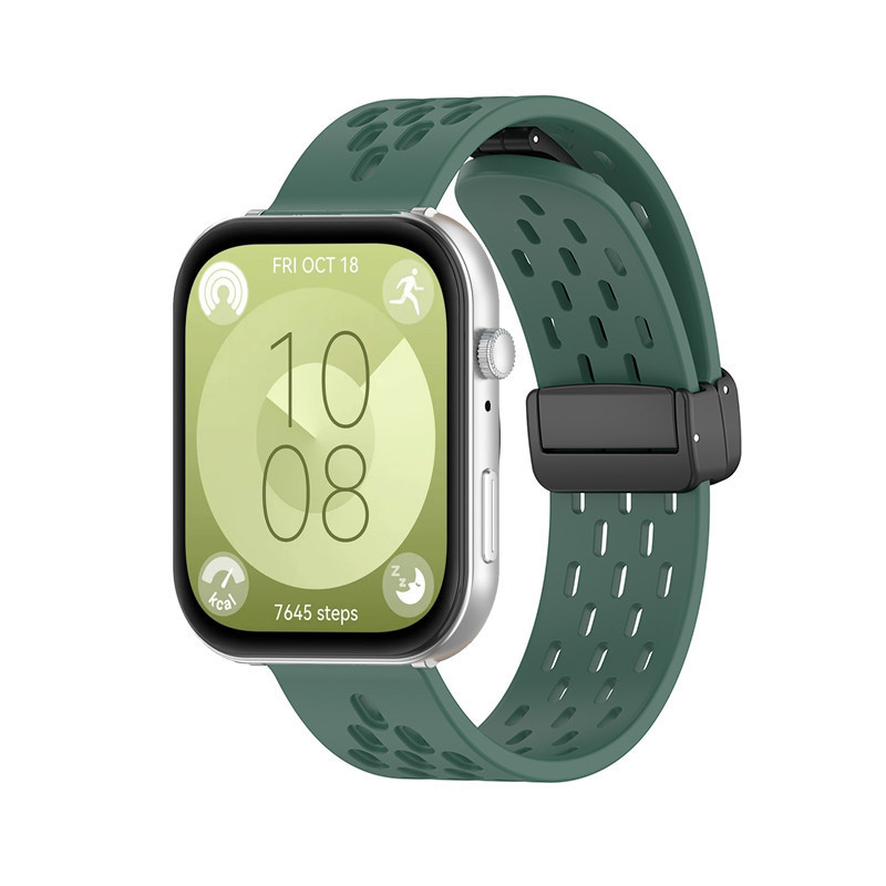 สายรัด + เชื่อมต่อพับหัวเข็มขัดแม่เหล็กหัวเข็มขัดซิลิโคนสําหรับ Huawei Watch Fit 3 /Fit 4 Pro