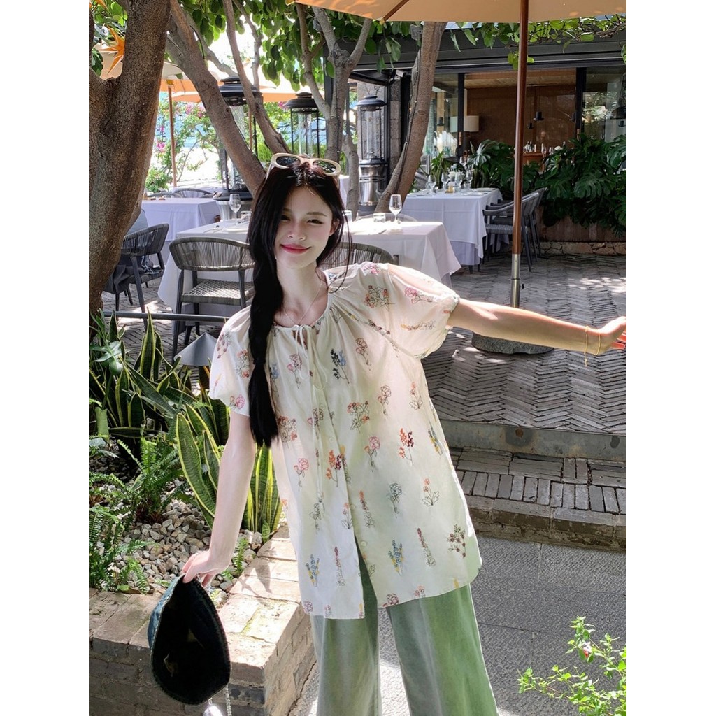 Shayne ส่งออกจากกรุงเทพฯ เสื้อเชิ้ต แขนสั้น สไตล์สบาย ๆ หลวม ๆ การพิมพ์แฟชั่น เวอร์ชั่นเกาหลี - รูปที่ 5