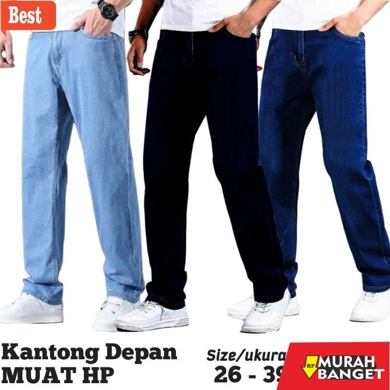 กางเกงขายาวผู้ชายอินเทรนด์ Standard Jeans / Mens Regular Jeans - Basic Long Pants / WAREHOUSE CLEARA