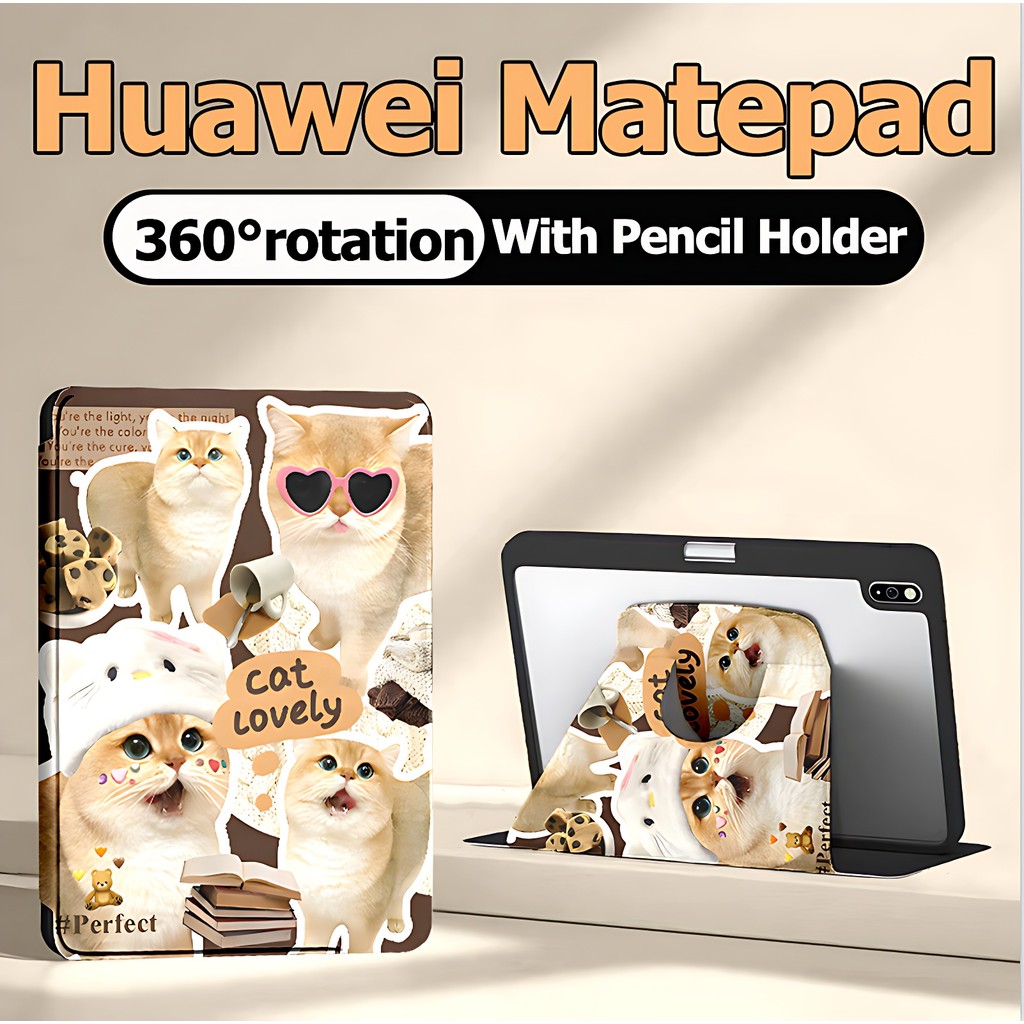 เคส​หัวเหว่ย​​ Huawei MatePad 11 Pad10.4 เคส หัวเว่ย Matepad SE11/SE 10.4 หัวเว่ย matepad pro11 เคส Huawei matepad 11.5 /11.5”S matepad pro10 8 Sunglasses Kitten 360° rotation Case Huawei