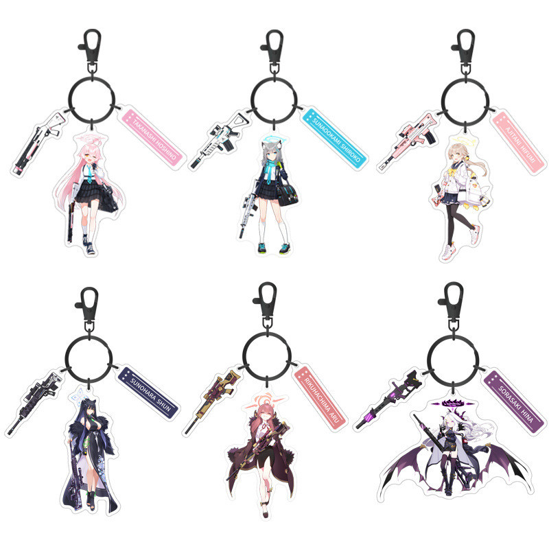 Waraku Chise Sunaōkami Shiroko อะนิเมะ KeyChain Blue Archive ผู้ชายพวงกุญแจสําหรับผู้หญิงแฟชั่นรูปอะคริลิคพวงกุญแจจี้ของขวัญ