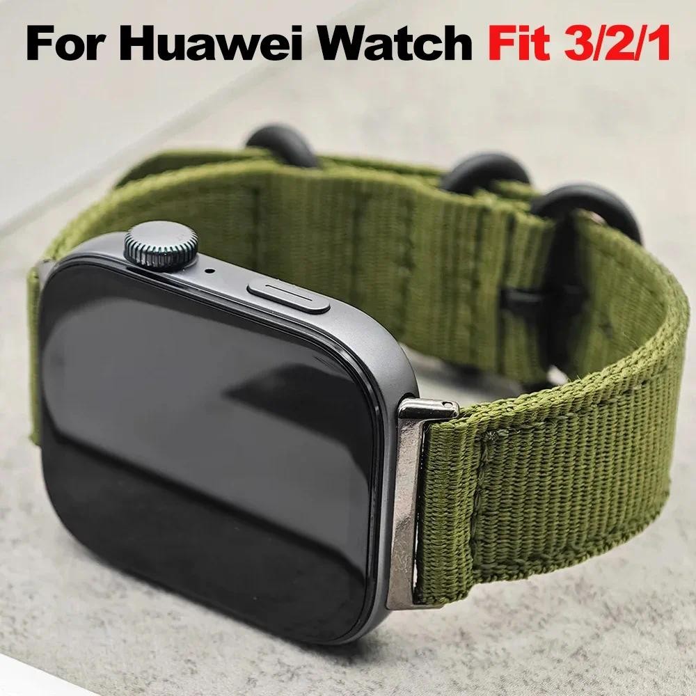 สายรัดไนลอนสําหรับ Huawei Watch Fit 3 Smartwatch สร้อยข้อมือกีฬา Soft Band สําหรับ Huawei นาฬิกา Fit 3/2/1 Corrra Watchband อุปกรณ์เสริม