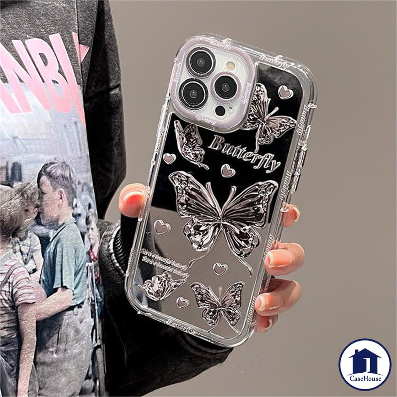เคสกระจกผีเสื้อในฝันที่เข้ากันได้สำหรับ IPhone 7 8 Plus XR 7Plus 11 13 14 15 12 Pro Max X XS Max 14 12 15 Pro SE 2020
