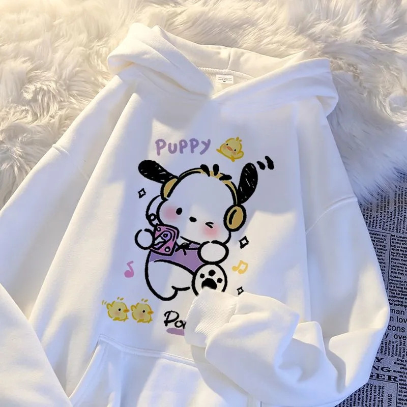 การ์ตูน Pochacco เสื้อแขนยาว Hoodie Unisex หลวมเสื้อกันหนาวแฟชั่นเสื้อคู่