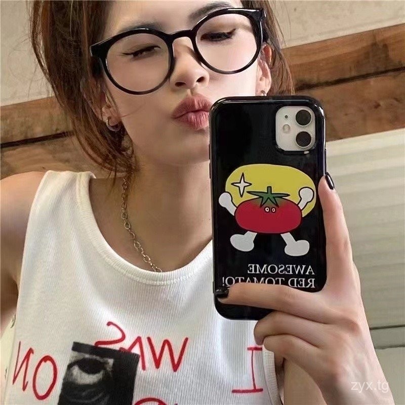 น่ารักมะเขือเทศแอปเปิ้ล15PROMAX เคสโทรศัพท์มือถือ iphone13/14/11เรียบง่าย12/7/8P บุคลิกภาพ XR/