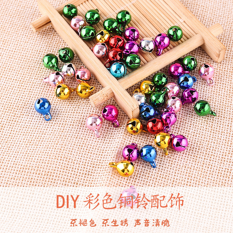 กระดิ่งทองแดง DIY เครื่องประดับมือถักอุปกรณ์เสริม6-14มิลลิเมตรจี้สีกระดิ่งขนาดเล็กสร้อยข้อมือกระดิ่งสัตว์เลี้ยง