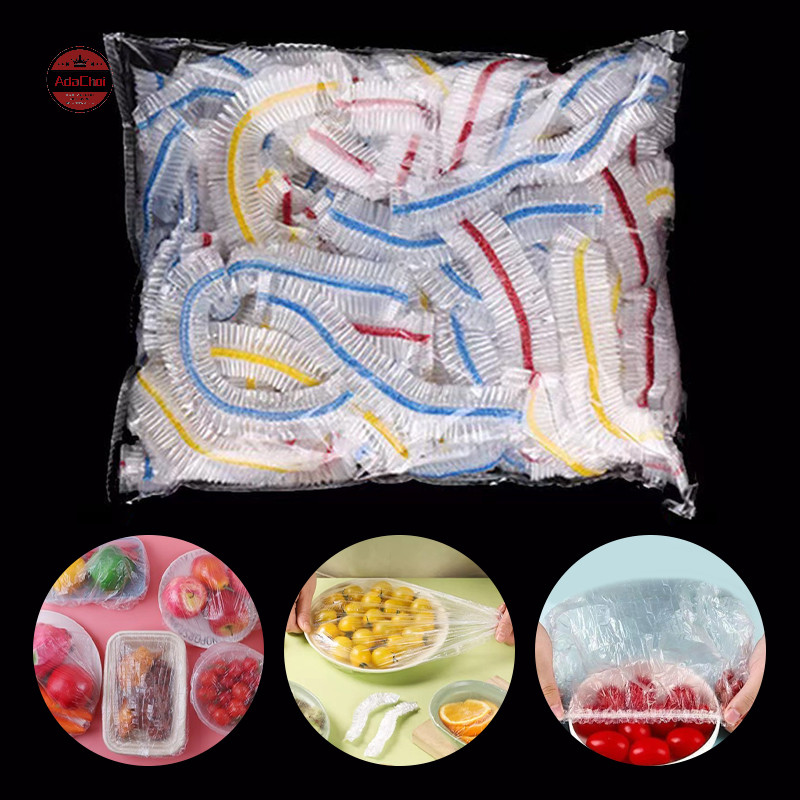 Adachoi 50/100/200/300pcs อาหารเกรดผลไม้สดเก็บถุงพลาสติกอุปกรณ์ครัวที่มีสีสัน Saran Wrap ฝาครอบอาหารแบบใช้แล้วทิ้ง TH