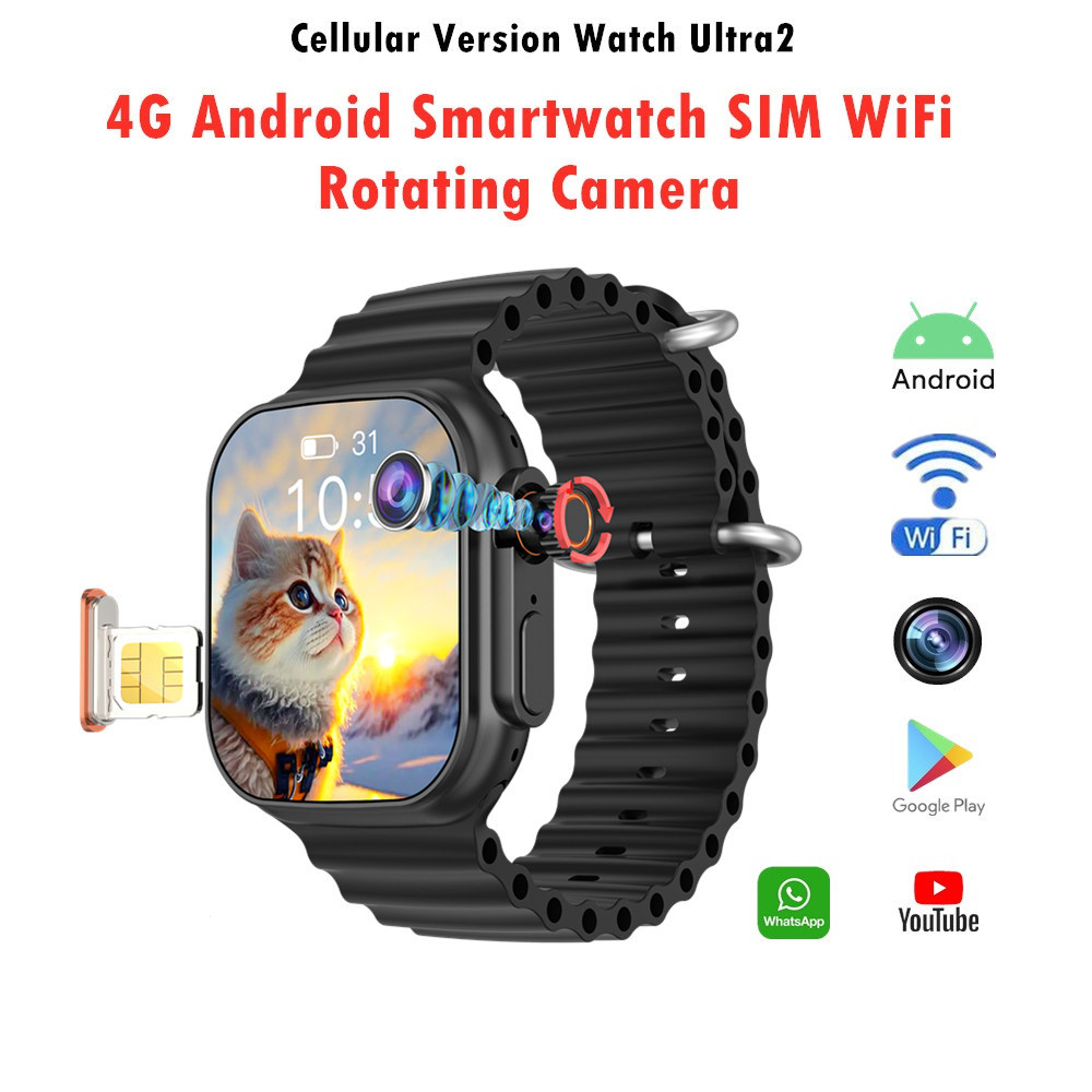 Cellular Version Watch Ultra2 สมาร์ทวอท์ชซิมการ์ดและ WiFi 4G Android Smartwatch กล้อง B31 NFC GPS Go