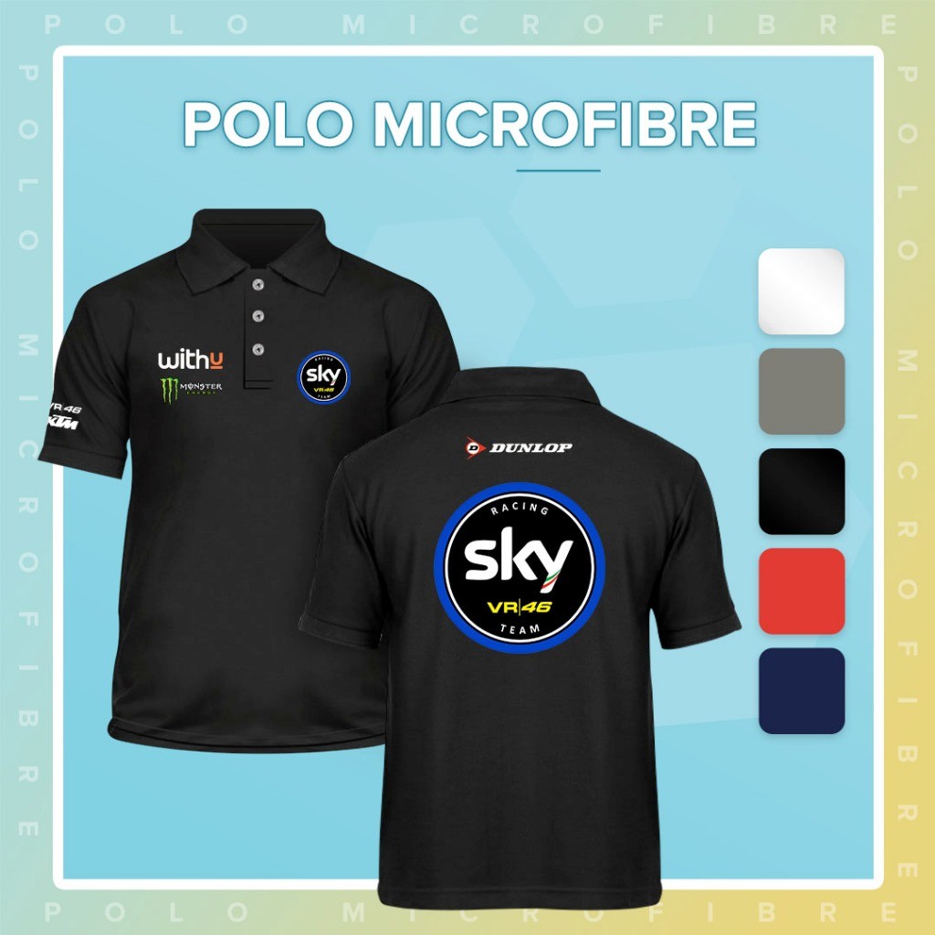SKY RACING TEAM VR-46 Baju Dry Fit เสื้อโปโลไมโครไฟเบอร์ Casual เสื้อยืด Unisex Jersey Pakaian Motor