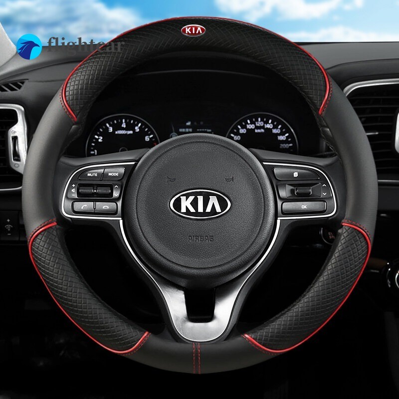 ที่หุ้มพวงมาลัยรถยนต์ 38 ซม. 15 "หนังสําหรับ Kia Rio 2 3 4 X Line Kombi ซีดาน K2 K3 K4 K5 KX1 KX3 KX