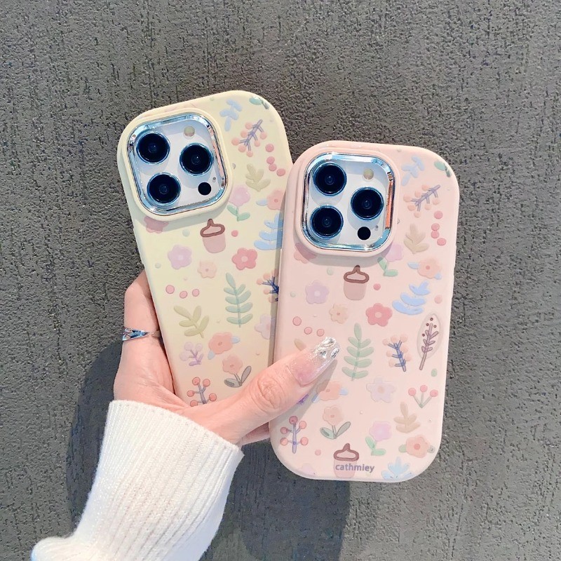 Iphone 16 15 14 13 12 11 Pro Max X XR Max 7 8 Plus INS เศษดอกไม้สดขนาดเล็กน่ารักเคสโทรศัพท์ Soft