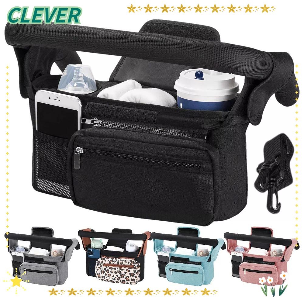 Clever Pushchair Storage Bag, Large Capacity Stroller Accessories Baby Stroller Bag, Phone Bottle Holder Cup Holder Mummy Bag Travel