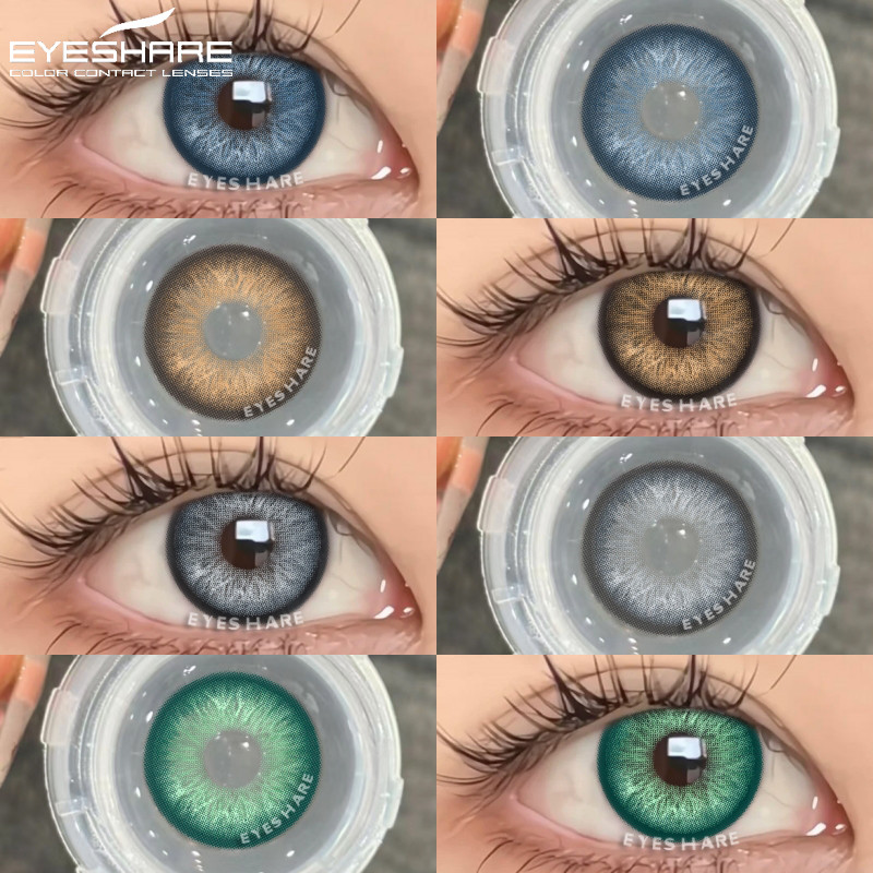Eyeshare คอนแทคเลนส์สีธรรมชาติสําหรับดวงตา 1 คู่เลนส์สีเขียวสีน้ําตาลนักเรียนแฟชั่นเลนส์สีฟ้ารายปีเครื่องสําอางสีเทาคอนแทคเลนส์