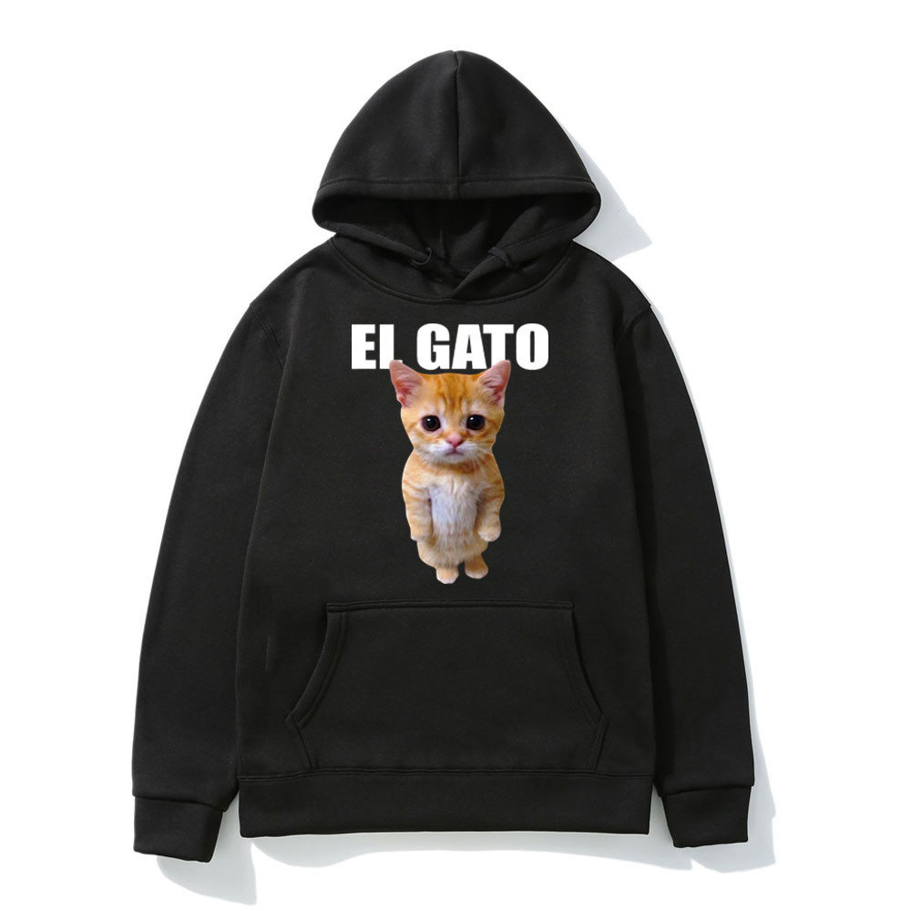 ตลก El Gato Meme Sad Crying Cat Munchkin Kitty Meme อินเทรนด์กราฟิก Hoodies การ์ตูน Harajuku เสื้อกั