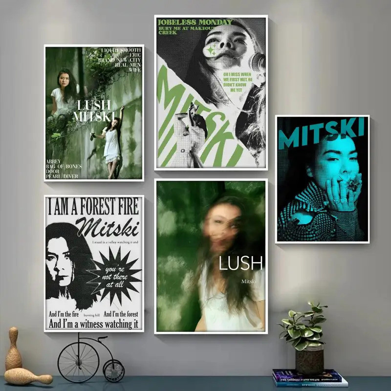 นักร้อง Mitski Retro โปสเตอร์สติกเกอร์ DIY Room Bar Cafe Room Wall ตกแต่ง