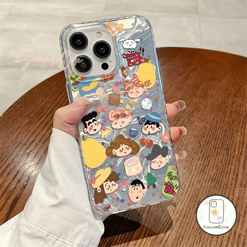 เคสไอโฟน IPhone 15 16 14 12 Pro Max 13 11 XR X 7 14 8 6 15 6S Plus XS Max SE 2020 เคส ชินจัง การ์ตูน ระลอกคลื่นน้ำ เคส