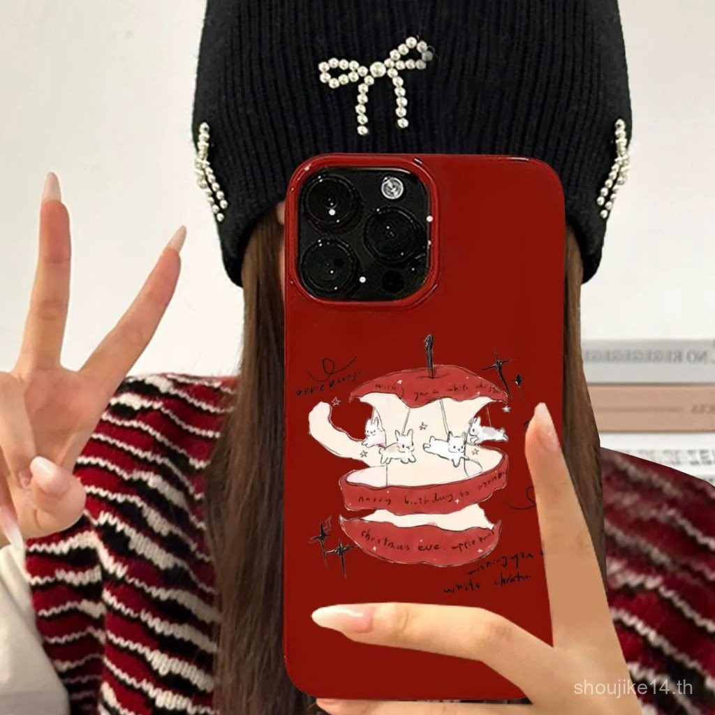 เคสมือถือสำหรับไอโฟน13รุ่นใหม่สำหรับไอโฟนกระต่ายสำหรับไอโฟน13เคสเจลลี่12รูใหญ่สำหรับ iphone15plus 14เบอร์กันดี8P