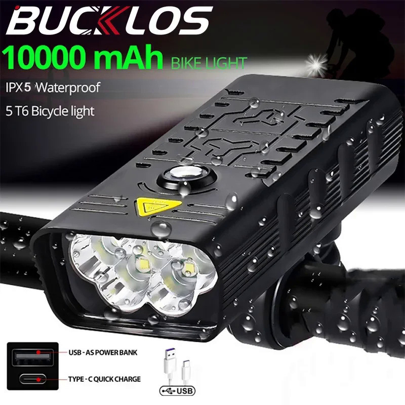 BUCKLOS Bicycle Light USB Recharge Long-range Bike Front Lights 3000lumen 10000mAh Waterproof Cyclin