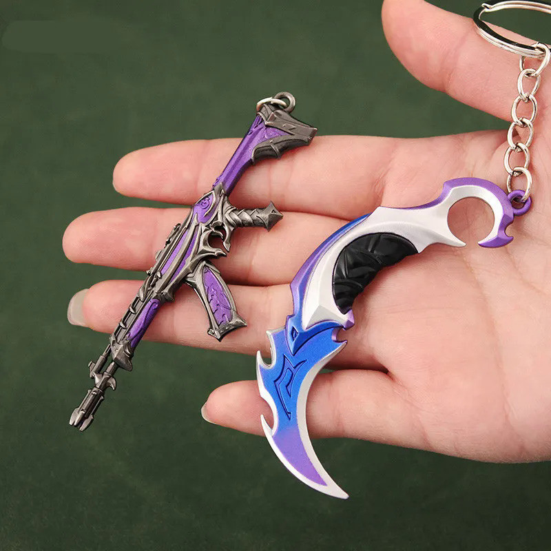 Valorant Champion Karambit Metal Weapon Model toy knife Mini AK M4 Alloy keychain Game Peripheral Sa