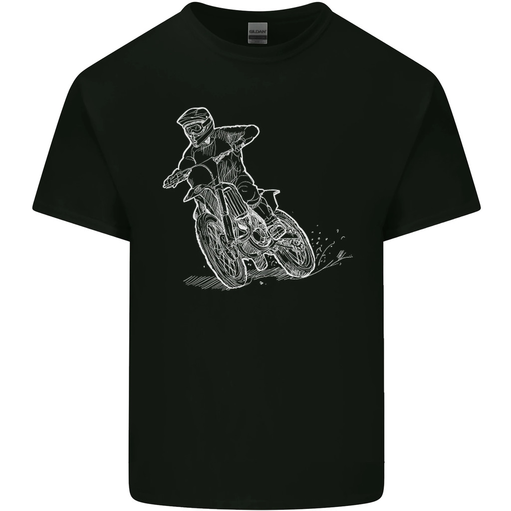 Motocross Bike Line Drawing Dirt Bike Motox Mens Cotton T-Shirt Tee Top