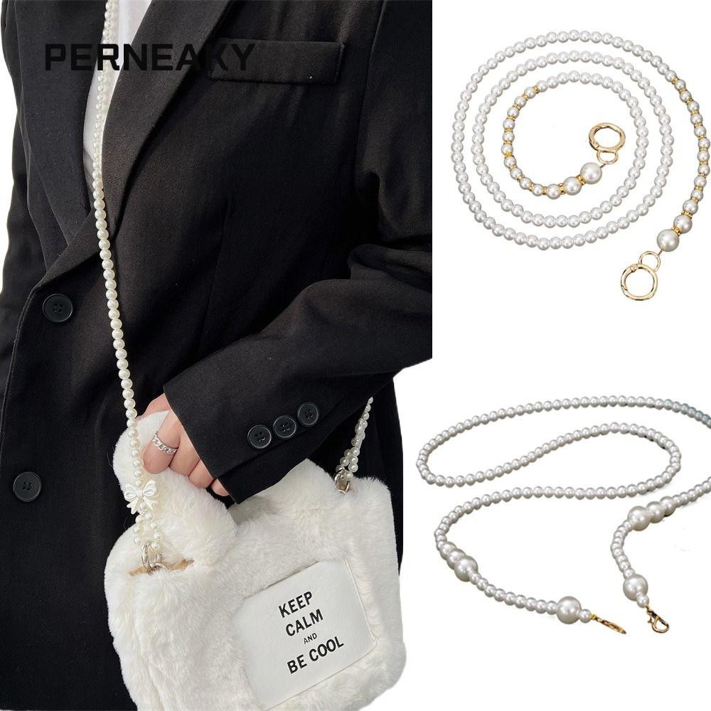 Perneaky กระเป๋าสายมุก, โซ่ลูกปัด 100-120 ซม. กระเป๋า Pearl Chain, 2024 DIY เปลี่ยนกระเป๋าอุปกรณ์เสริมกระเป๋าถือ