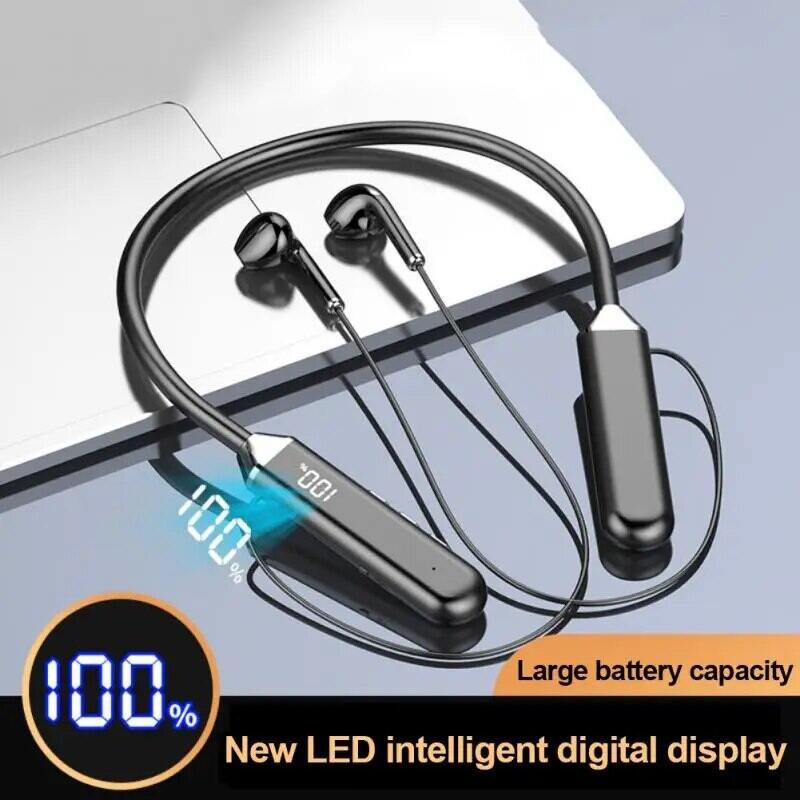 Bonine Original ไร้สายสายคล้องคอบลูทูธ 5.2 หูฟังจอแสดงผล LED แม่เหล็ก HIFI ชุดหูฟังกันน้ํากีฬาเสียงร