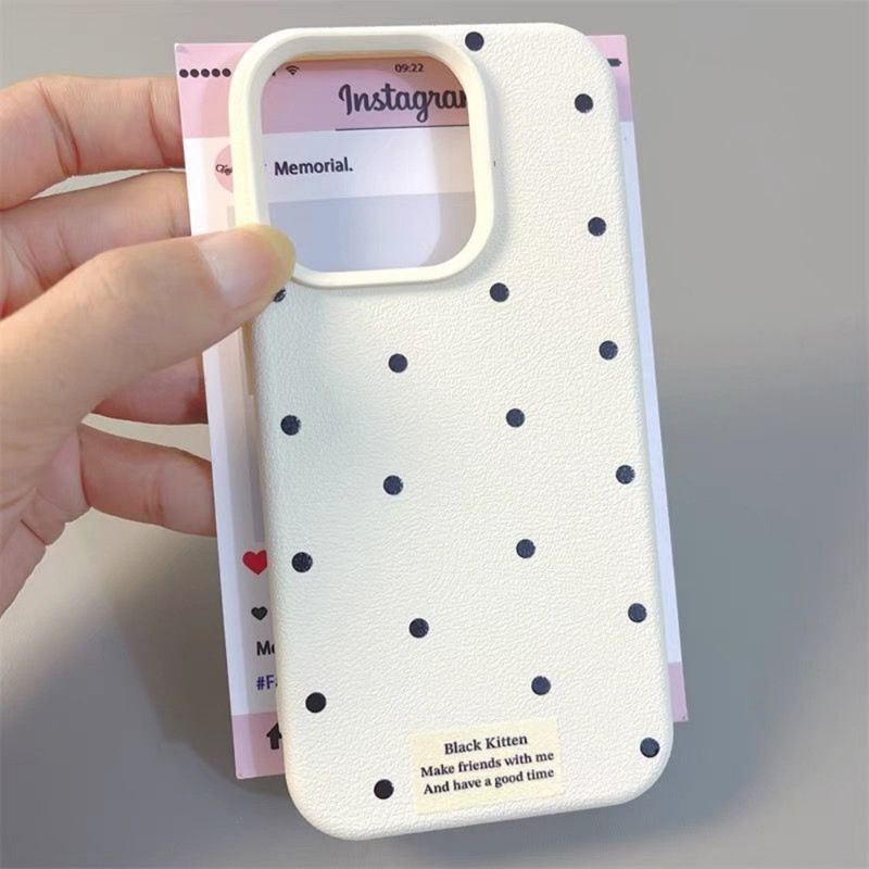 Polka Dots เคสไอโฟน for iPhone 16 15 13 11 Pro Max 11 12 14 Pro Max XR XS Max เคสโทรศัพท์มือถือลายหนังป้องกันการตก