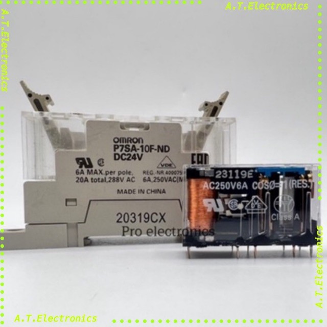 P7SA-10F-ND DC24  Omron Relay Socket for use with G7SA Series 10 Pin, DIN Rail, 24V dc พร้อม ส่งจากไ