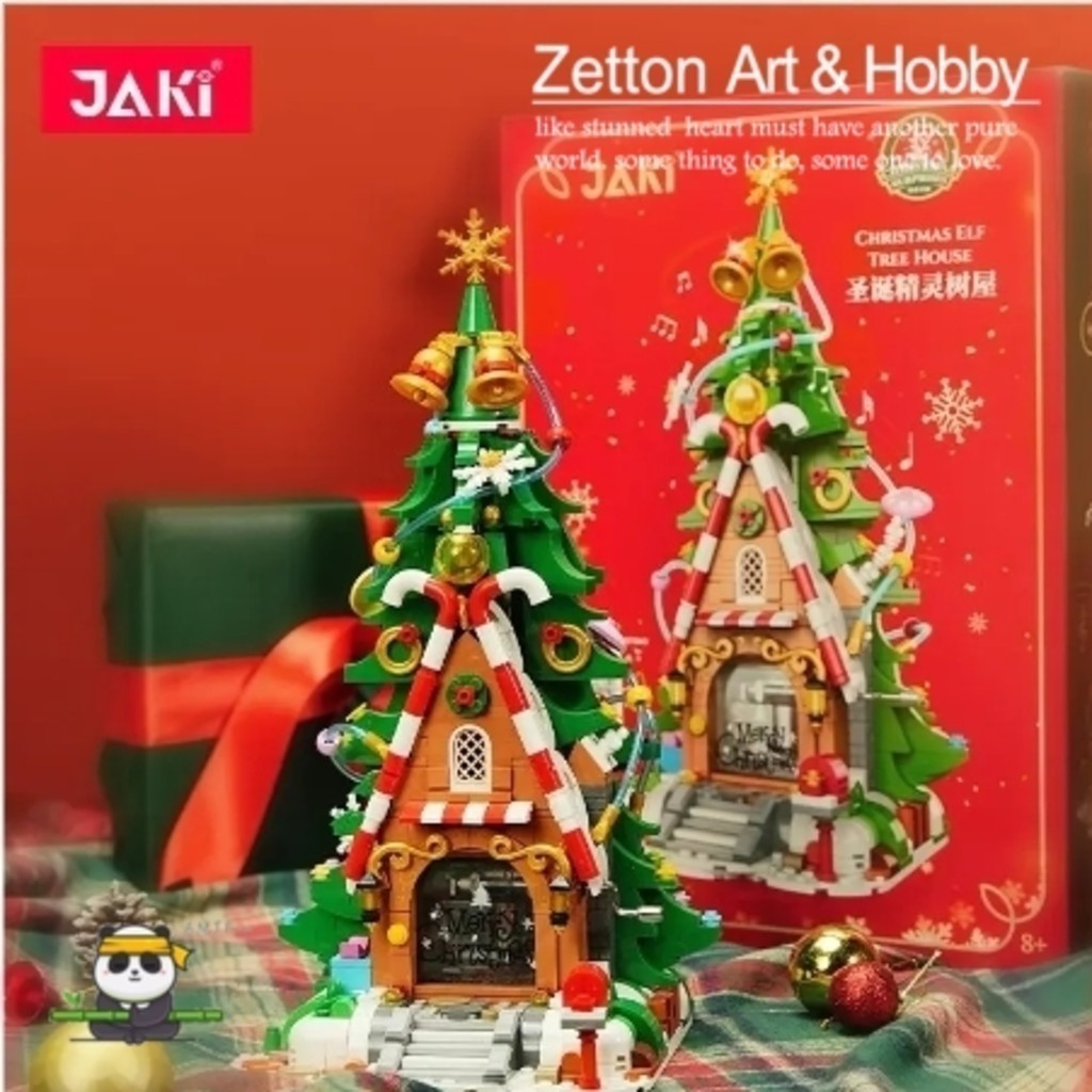 Zettonn ของเล่น HZ2 ใช้งานร่วมกับ JK5128 คริสต์มาส Elf Tree House Hand-Cranked หมุนเพลงกล่องต้นคริสต