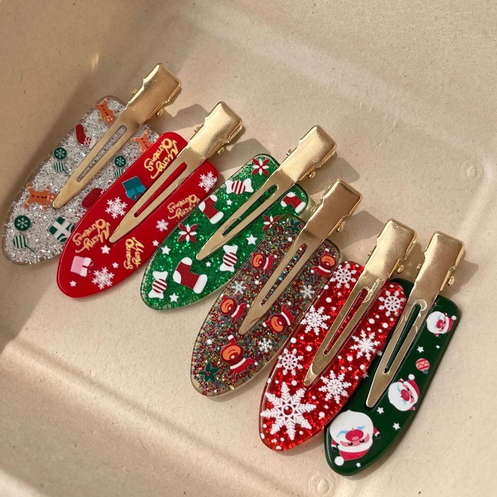 ใหม่คริสต์มาสด้านข้าง Bangs คลิปน่ารัก Candy Santa Claus ของขวัญ Elk กิ๊บติดผมตัวอักษร Xmas Hairpin