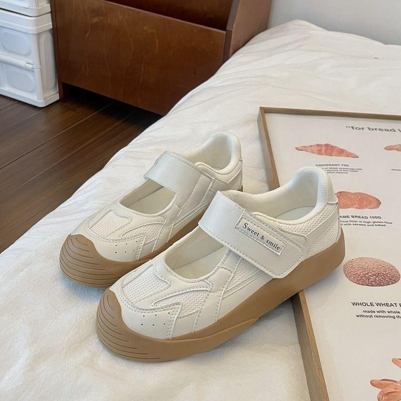 💥Velcro Mary Jane รองเท้าเดี่ยวผู้หญิง 2024 ฤดูใบไม้ร่วงใหม่สไตล์ Breathable ตาข่าย Original รองเท้าแตะ Niche All-Match รองเท้าลําลอง