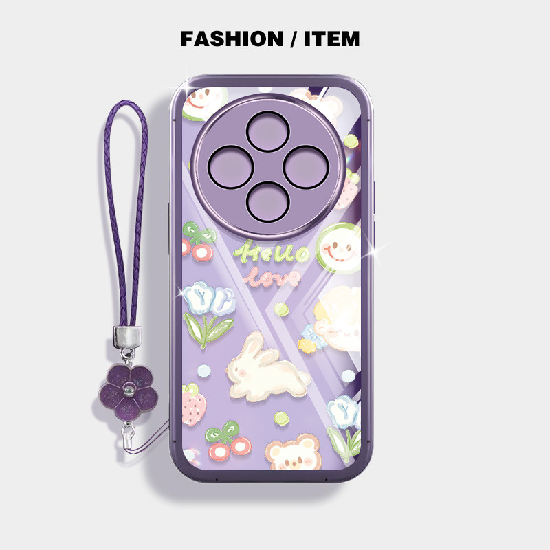 น่ารักการ์ตูนเคสโทรศัพท์สําหรับ Xiaomi Redmi 14C 4G Poco C75 Redmi A3 Pro 4G Redmi 14R 5G ปลอกโปร่งใสฝาครอบป้องกันดอกไม้เชือกแขวน