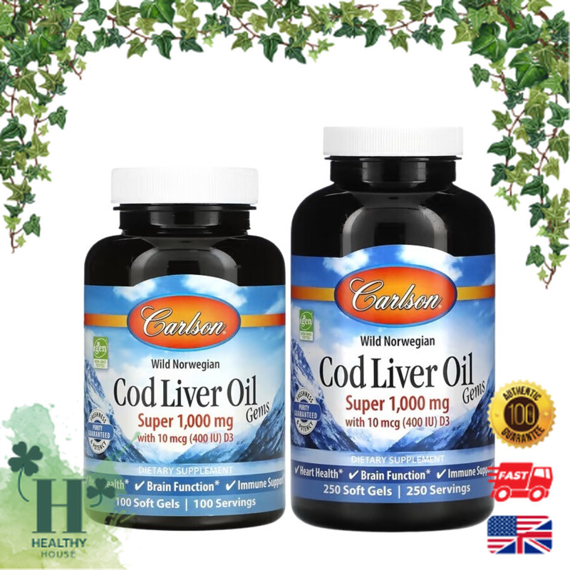 พร้อมส่ง Carlson Wild Norwegian Cod Liver Oil Gems 1,000 mg