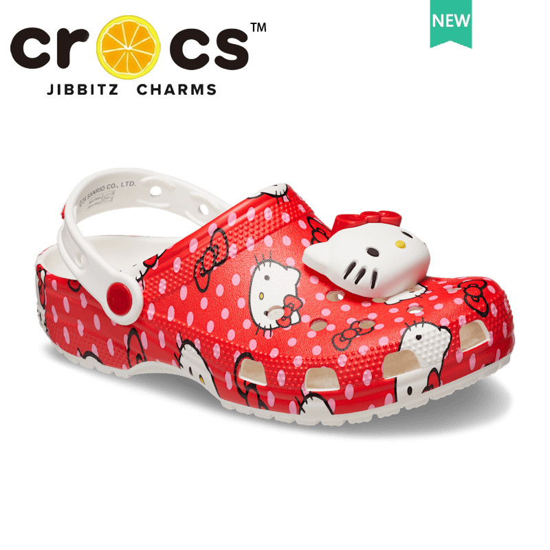 รองเท้า cross แท้  Hello Kitty Red Classic Clog ร้องเท้าหัวโต กันลื่นรองเท้า#210575