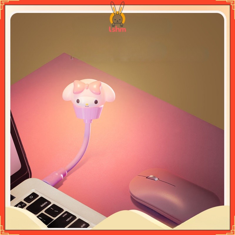 Sanrio USB โคมไฟตั้งโต๊ะแบบพกพาห้องนอน Hello Kitty เสียงอัจฉริยะหอพัก Timing ปรับความสว่าง Clow M