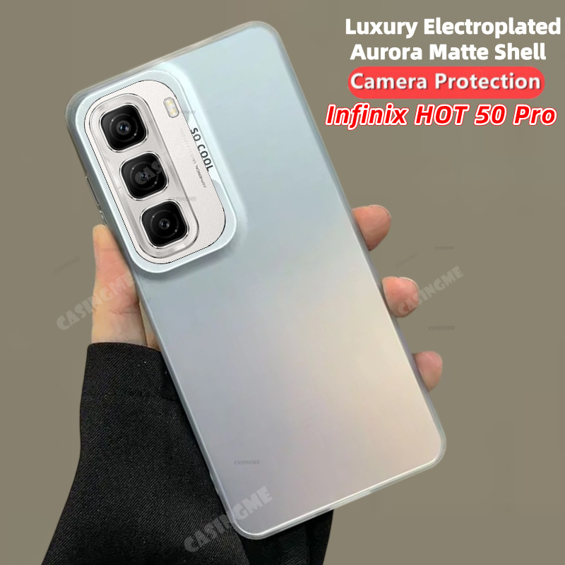 Infinix HOT 50 Pro 2024 หรูหราชุบ Aurora Skin Matte สําหรับ Infinix HOT 50Pro Hot50Pro 50i 50 Pro 4G 5G 2024 กล้องที่มีสีสันป้องกันเคสโทรศัพท์กันกระแทกฝาหลัง
