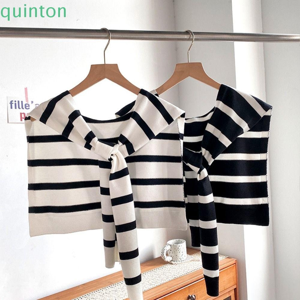 Quinton ผ้าคลุมไหล่ถัก, เสื้อคลุมห่อผ้าพันคอลาย, หรูหราผูกปมสไตล์เกาหลีอบอุ่นคอป้องกันปกปลอมห่อเสื้อผ้าตกแต่ง