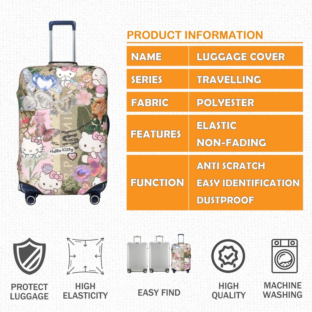 ผ้าคลุมกระเป๋าเดินทาง ผ้าสแปนเด็กซ์ แบบยืดหยุ่น ยืดหยุ่น Sanrio Luggage Cover 18-32 นิ้ว 3A30
