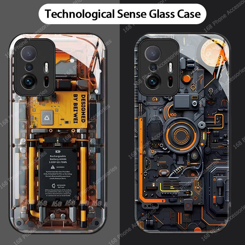 สําหรับเคส Xiaomi 11T Pro เคส Mi 11T กันกระแทกแผงวงจร PCBA แก้วเย็นหล่อเคสโทรศัพท์เครื่องกลลมเทคโนโลยีเทรนด์ความรู้สึกโทรศัพท์สําหรับเด็กผู้ชายนักเรียนผู้ชาย