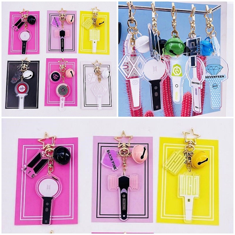 Hot Kpop Light Stick พวงกุญแจ BTS Blackpink EN 17 อะคริลิคดาว Keyrings กระเป๋าจี้แฟนคอลเลกชันของขวัญ