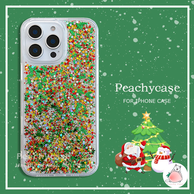 Merry Christmas Epoxy Glitterเคสโทรศัพท์เข้ากันได้สําหรับiPhone 16 15 14 Plus 13 12 Pro Max 11 16plus Big Hole TPU Shock Proofมือถือปกหลัง