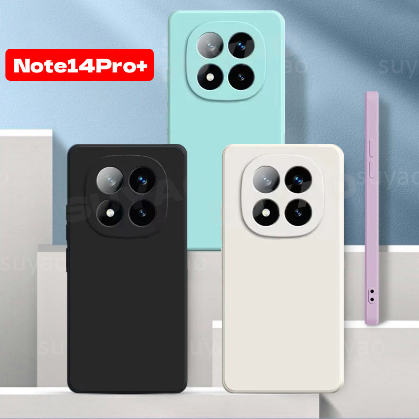 สําหรับ Redmi หมายเหตุ 14 Pro Plus Pro + 14Pro + 2024 เคสโทรศัพท์ Soft TPU ยาง Square Armor Note14 Note14Pro + เคสกันกระแทก Simple Classic Straight Edge Rubiks Cube Liquid ฝาหลัง