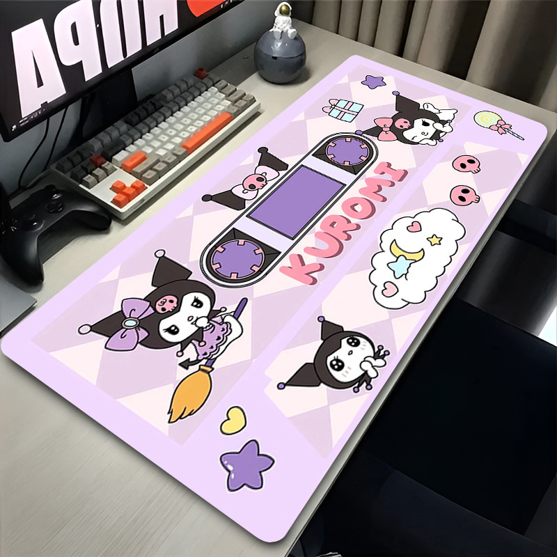 ดอกไม้สีม่วง Bow Mouse Pad แล็ปท็อป Kawaii อะนิเมะขยายโต๊ะ XXL Sanrio Soft Mousepad PC Kuromi คีย์บอร์ดพรมสําหรับสาวของขวัญ ราคา ถูกที่สุด ดีลบีเคเค แกลเลอรีภาพที่ 5