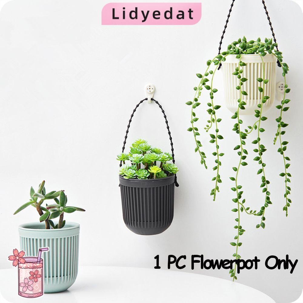 Lidyedat165 1 PC แขวนกระถางดอกไม้พลาสติกที่มีสีสัน Planter Double-layer