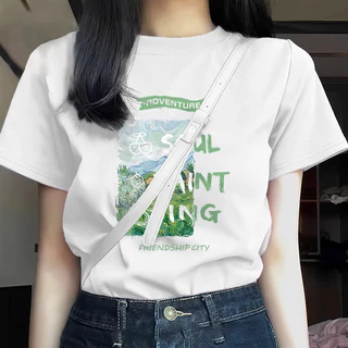 COD✅ (ส่งจากกรุงเทพ)BOOM Shop เสื้อยืดแขนสั้น เปิดไหล่ สีขาว แฟชั่นฤดูร้อน สําหรับผู้หญิง cotton 100 S-3XL #55765