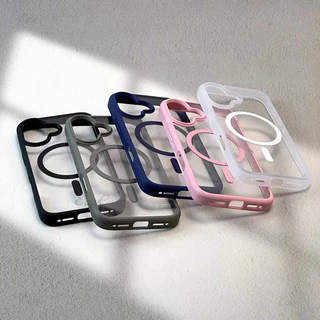 เคสแม่เหล็กใสสําหรับ iPhone 16/15/14/13/12/11 Pro Max อะคริลิคกันกระแทก กันลื่น ปกหลัง